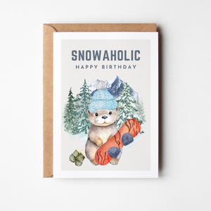 Ski Geschenke, Snowboard Geschenke, Schnee Geschenk, Snowaholic Postkarte süßer Otter, Geschenk für Snowboarder, Snowboarding Card