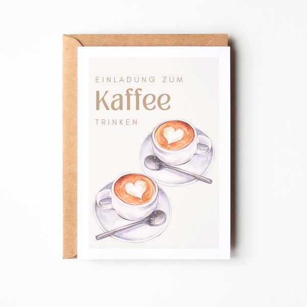 Einladung zu Kaffe trinken Grußkarte DINA6, Geschenk für ein Kaffe date, Date Time verschenken, Zeit zu Zweit, Geschenk beste Freundin