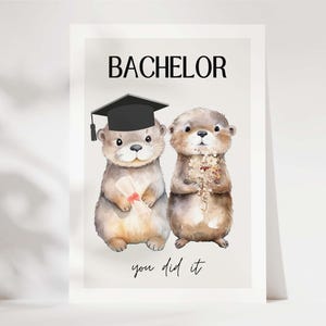 Carte de félicitations pour célibataire, jolie carte loutre, remise de diplôme de célibataire, carte de célibataire, cadeau de fin d'études célibataire - carte postale DINA6 - Hej.Otti®