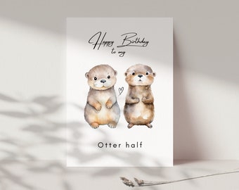 Carte d’anniversaire loutre douce DINA6, carte d’anniversaire loutre, carte de joyeux anniversaire loutre pour votre personne préférée