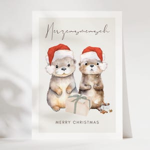 Biglietto di Natale per la persona amata, biglietto di Natale con la lontra, biglietto di Natale per la tua ragazza, auguri di Natale per la tua persona preferita, regalo di Natale