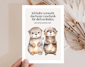 Funny birthday card as a birthday present, Happy Birthday card, funny birthday card I am present enough for you Hej.Otti®