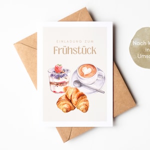 Invitation to breakfast, gift date time, time for two, voucher for a breakfast together postcard A6 image 4