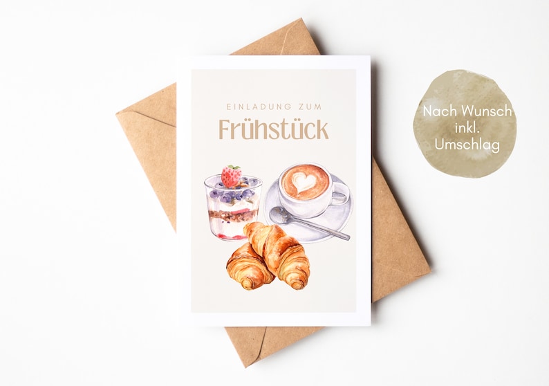 Invitation to breakfast, gift date time, time for two, voucher for a breakfast together postcard A6 image 4
