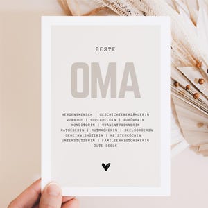 Beste Oma Geschenk Grußkarte A6 – Geschenk für Oma, Oma Geburtstag, Oma Geschenk, Beste Oma Karte, Oma Weihnachtsgeschenk, Oma Synonymkarte