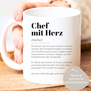 loulala® Geschenk Chef Tasse Name personalisiert, Tasse Chef mit Spruch, Chef Geschenk, Chef Geburtstag, Chef Weihnachtsgeschenk, Chef danke