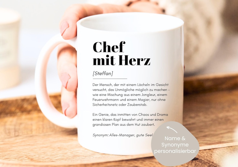 loulala® Geschenk Chef Tasse Name personalisiert, Tasse Chef mit Spruch, Chef Geschenk, Chef Geburtstag, Chef Weihnachtsgeschenk, Chef danke