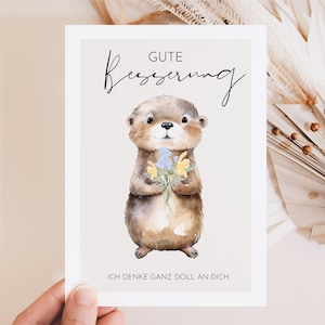 Gute Besserung Karte mit süßem Otter, Gute Besserung Geschenk, Mutmacher Geschenk, Aufmuntern, Genesung, Genesungskarte - Postkarte