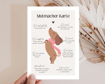 Tarjeta de ánimo, tarjeta de ánimo, regalo de ánimo, tarjeta para novia, tarjeta "puedes hacerlo", tarjeta de consuelo, tarjeta de ánimo con un lindo perro salchicha
