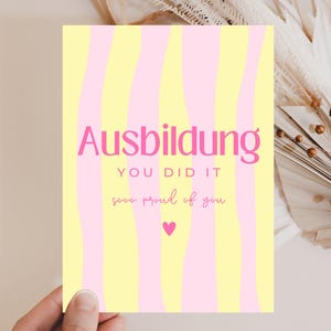 Ausbildung bestanden Karte, Glückwunsch Ausbildung Abschluss, Geschenk Ausbildung bestanden, Karte Ausbildung geschafft, Ausbildung Prüfung