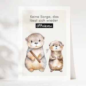 Cartão postal engraçado da lontra do vovô, presente do vovô, presente do vovô com impressão de lontra fofa, cartão de felicitações do vovô, aniversário do vovô - cartão postal A6