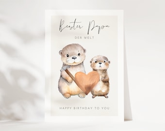 Schattige Otter Beste Papa Kaart, Vaderdag, Papa Cadeau, Papa Verjaardag, Vader Verjaardag, Vader Verjaardagscadeau, Papa Verjaardagskaart