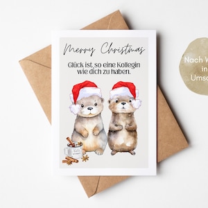 Carte de Noël collègue motif loutre, Noël collègue, cadeau de Noël pour collègue, carte cadeau collègue, dire merci à un collègue