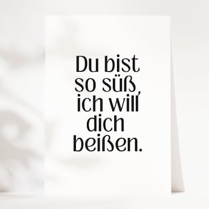 Lustige Karte "Du bist so süß, ich will dich beißen", Geschenk für Partner, Geschenk Freund, Geschenk Freundin, Geschenk für Verliebte