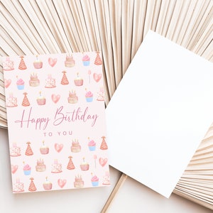 Geburtstagskarte mit süßen Torten, Happy Birthday beste Freundin, Geburtstagskarte für Frauen, Geburtstagskarte in rosa, Postkarte DINA6 Bild 10