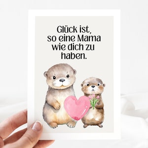 Biglietto d'auguri regalo per la mamma con simpatiche lontre, biglietto per la festa della mamma, compleanno della mamma, fortunato è avere una madre così, regalo per la festa della mamma - loulala®