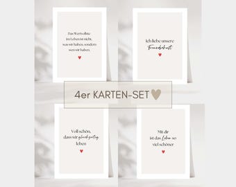 loulala® Friendship Card Set of 4 - Gift for Best Friend, Friendship Card, Card for Loved Ones, Friendship Gift Postcard Set