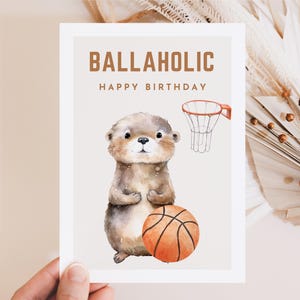 Cadeau de basket-ball, loutre de carte postale Ballaholic, cadeau pour joueur de basket-ball, carte de basket-ball, cadeau de basket-ball, carte d’anniversaire de basket-ball
