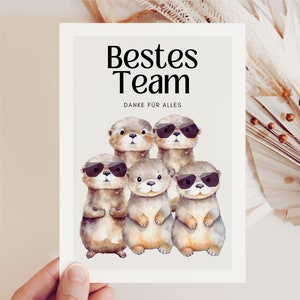Presente de equipe Cute Otters Melhor equipe, presente de funcionário, presente de equipe, cartão de felicitações de equipe, cartão de colega, agradecimento de equipe dizendo