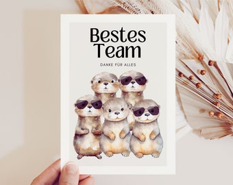 Regalo di squadra con simpatiche lontre, miglior squadra, regalo per dipendenti, regalo di squadra, biglietto di auguri per la squadra, biglietto per colleghi, ringrazia la squadra, regalo di squadra