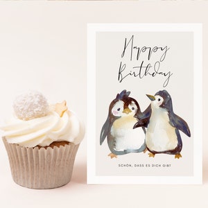 Pinguin Geburtstagskarte Postkarte DINA6, Pinguin Happy Birthday Karte für den Lieblingsmensch, schön dass es dich gibt