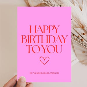 Geburtstagskarte, Grusskarte Geburtstag, Geburtstagskarte, funny Birthday card, Happy Birthday, Herzlichen Glückwunsch Grußkarte pink rot