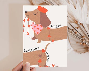 Funny birthday card dog, funny dachshund card, card for birthday, dog lover gift, dog card birthday, dog card -loulala