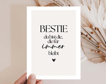 Bestie card, friendship card, card for best friend forever, friendship gift, friendship gift, girlfriend birthday