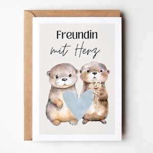 Süße Otter Beste Freundin Karte mit Spruch, Otter Geschenk beste Freundin, Beste Freundin Geschenk, Karte beste Freundin Geburtstagsgeschenk