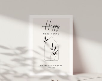 Inauguration card for moving into your new home | happy new home | Housewarming card | Map moving in house