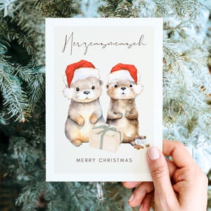Weihnachtskarte Herzensmensch, Otter Weihnachtskarte, Weihnachtskarten Freundin, Weihnachtsgruß Lieblingsmensch, Weihnachtsgeschenk