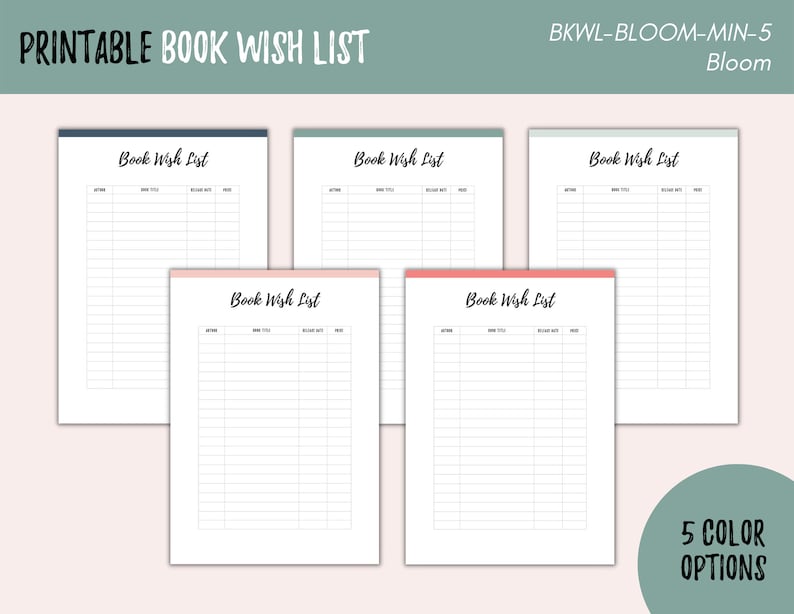 Printable Book Wish List Digital Download Print at Home Etsy Printable Book Wish List Digital Download Print at Home Etsy
