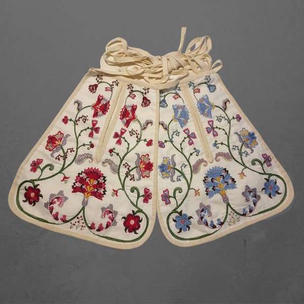 Embroidered Georgian pocket, 18th-century embroidered pocket, rococo pocket, Outlander outfit accessories