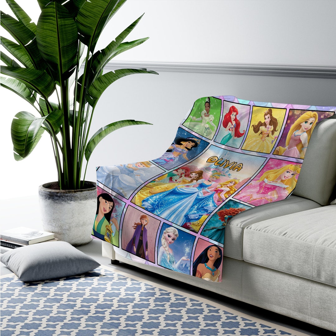 Disney Princess Blanket Disney Princesses Blanket Princess Etsy