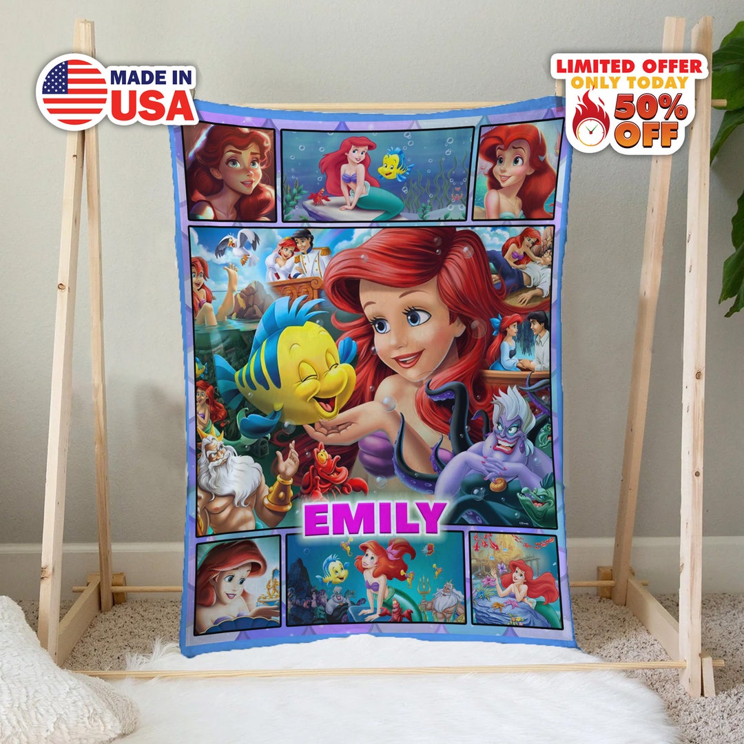 Personalized the Little Mermaid Blanket Ariel Princess Fleece Etsy
