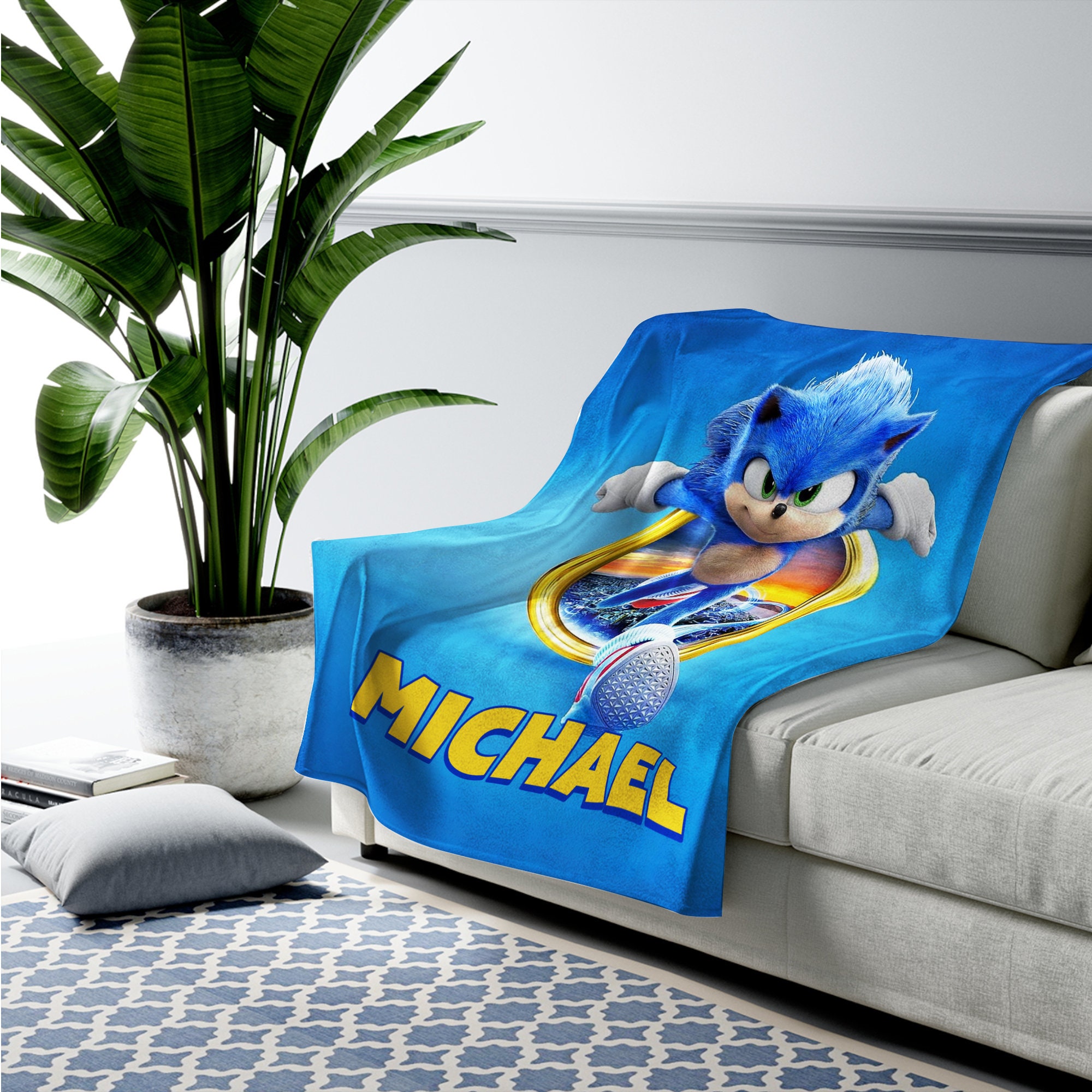 Personalized sonic the hedgehog blanket custom sonic blanket sonic