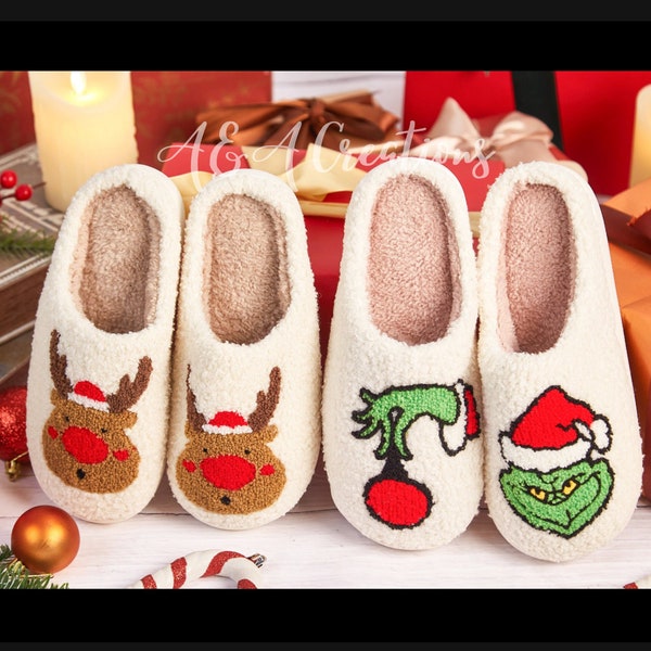 Santa Slippers - Etsy