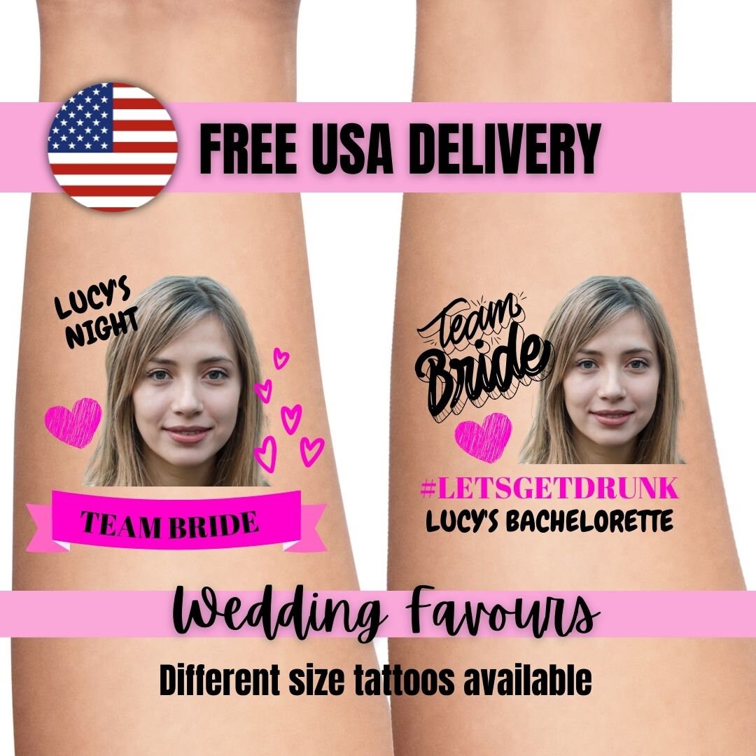 Custom Personalized Bachelorette Party Favor Photo Temporary Tattoos