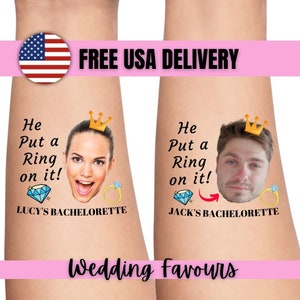 Custom personalized bachelorette party favor photo temporary tattoos, groom face tattoos, party tattoos, groom tattoo, bachelorette favors