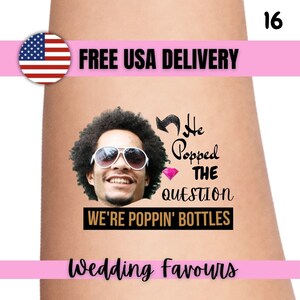 Custom personalized bachelorette party favor photo temporary tattoos, groom face tattoos, party tattoos, groom tattoo, bachelorette favors