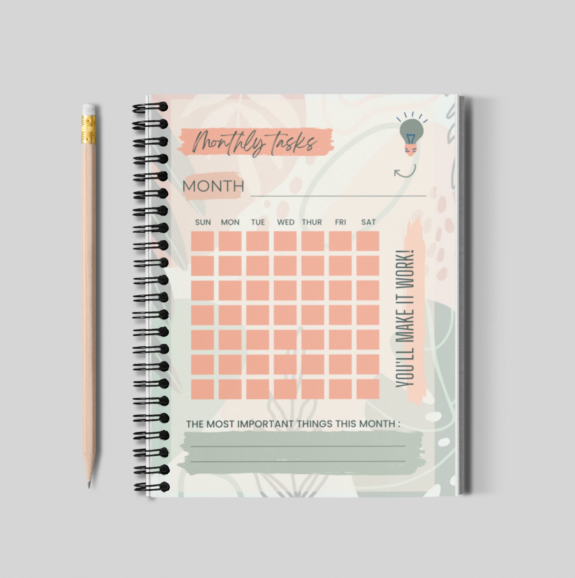 Printable Monthly Tasks, Monthly Planner, Instant Download, Letter Size ...