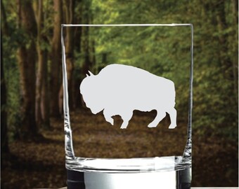 Buffalo Whiskey Glass Double 14 Oz Old Fashioned Plains Nature x4 x8 x12 NIEUW