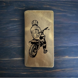 Cartera Dirt Bike Rodeo Cowboy Western Buffalo Leather Premium Moto Rider NUEVA