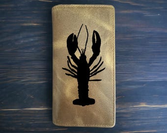 Portefeuille en cuir de buffle langouste : cow-boy de rodéo, style cajun occidental