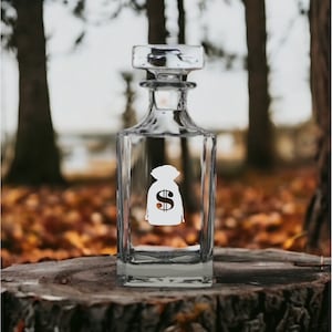 Decanter Money Bag 26 Oz Bourbon Whiskey Premium Glass Personalizza Contanti NUOVO