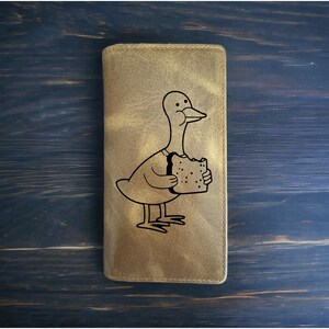 Cartera de rodeo con almuerzo de pato, estilo vaquero, de piel de búfalo occidental, de primera calidad, con diseño divertido de pan, NUEVA