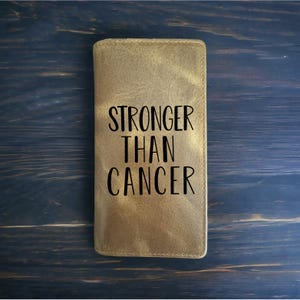 Cartera de rodeo Stronger Than Cancer, de piel de búfalo occidental de primera calidad, nueva