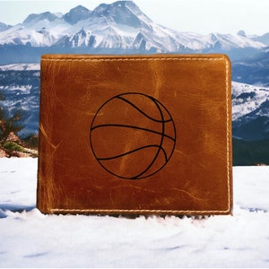 Cartera de cuero de baloncesto plegable de primera calidad Buffalo Sport Hoops NUEVO