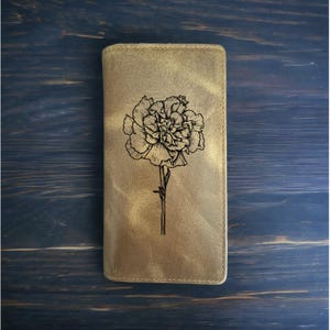 Cartera Carnation Rodeo de piel de búfalo vaquera de primera calidad con diseño floral y flores NUEVA