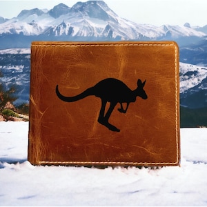 Cartera de cuero con forma de canguro plegable de primera calidad con animal de búfalo para exteriores NUEVO
